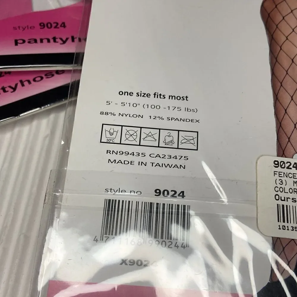 Hosiery seamless White spandex big diamond net pantyhose OSFM 5 pair bundle NWT